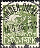 FRIMÆRKER DANMARK | 1933 - AFA 208 - Karavel 40 øre grøn Type I - Lux Stemplet